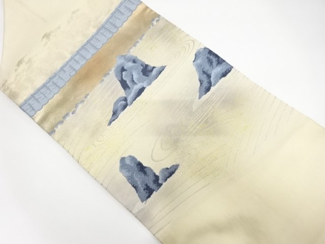 枯山水模様織り出し　名古屋帯